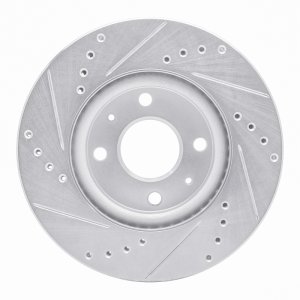 Ford Focus Brake Rotor (1) - Front Right - R1 Concepts - Drilled & Slotted - Silver - `08-`11